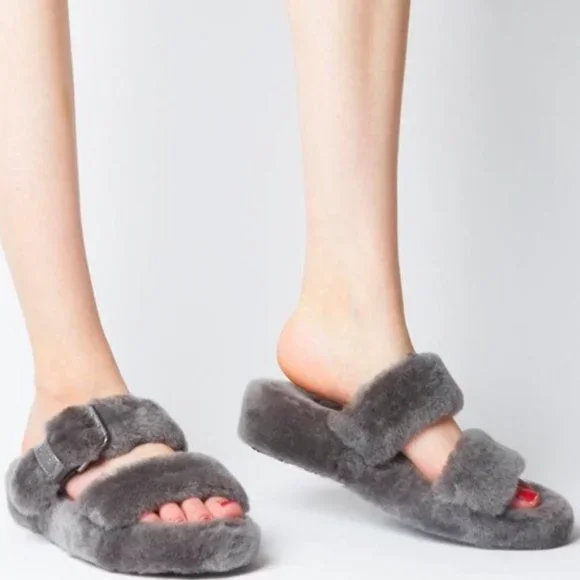 UGG Shoes Ugg Womens Fuzz Yeah Gray Slippers Poshmark